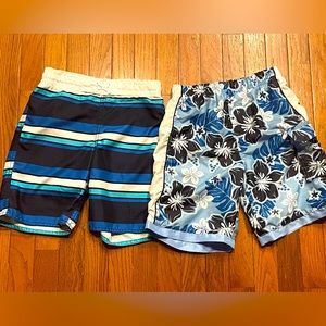 2 Pairs Sz 8 Boys Swim Trunks EUC